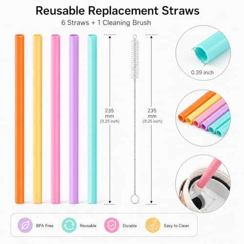 Joshey Replacement Straws for Owala FreeSip 40oz Bottles - 6 Pack