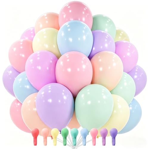 PartyWoo 101pcs Pastel Balloons - 12 Inch Rainbow Balloons for All Occasions