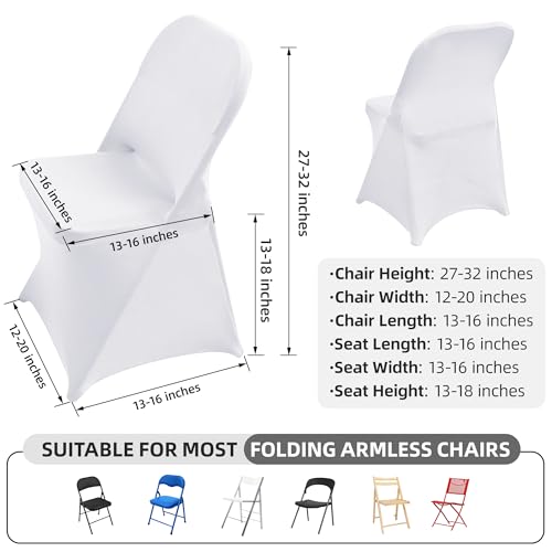 White Spandex Folding Chair Covers for Weddings & Events
