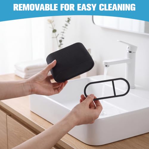 Black Electric Toothbrush Holder with Divider for Bathroom Countertop