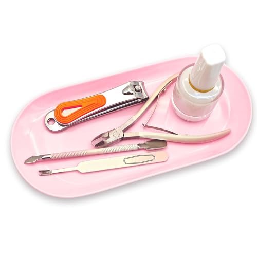 Pink Nail Tool Tray & Oval Manicure Display Dish for Cosmetics