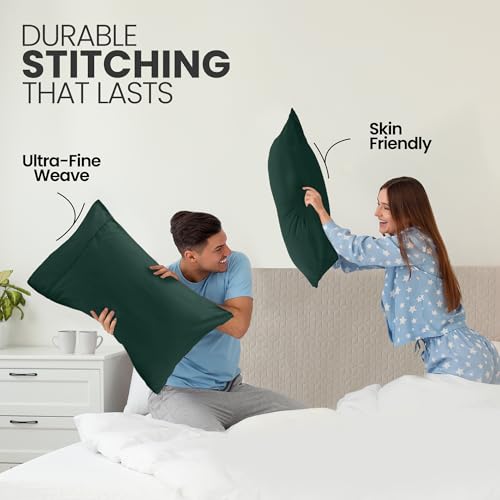 Utopia Bedding Queen Pillowcases Set of 2 - Emerald Microfiber Envelope