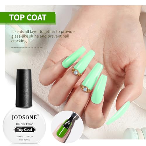 JODSONE Base Coat and Top Coat Gel Polish Set - 10ml UV LED Soak Off
