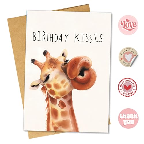 Funny Giraffe Birthday Card | Cute Animal Humor Greeting Card