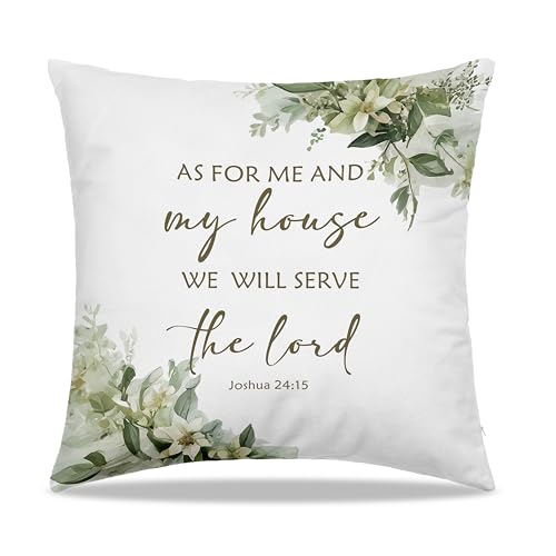 Dibor 'As for Me and My House' 18x18 Bible Verse Throw Pillow Cover