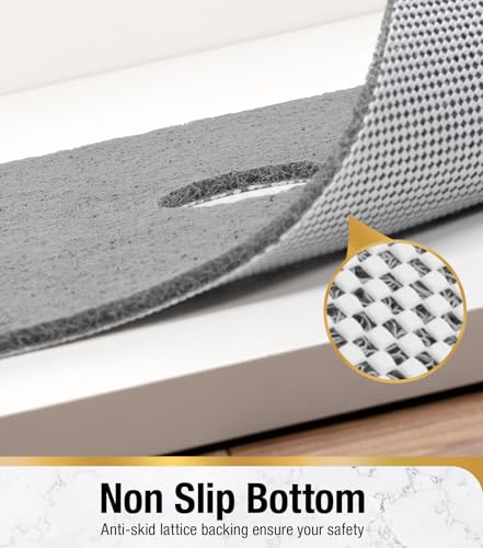 HITSLAM Non-Slip Shower Mat with Center Drain Hole, 24x16 Inch