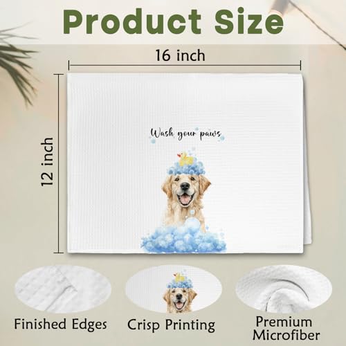 Golden Retriever Hand Towels - Funny Bathroom Kitchen Decor, 16x24 Inch