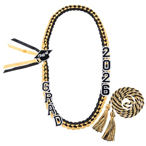 2-Pack Graduation Leis Class of 2026 - Double Layer Ribbon Flower Garland