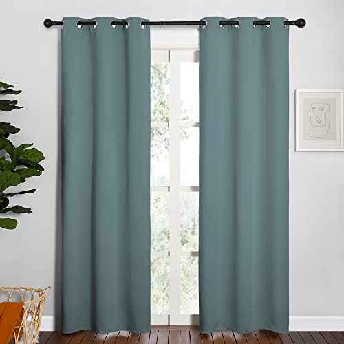NICETOWN Greyish Blue Blackout Curtains, 34" W x 84" L, 2 Panels