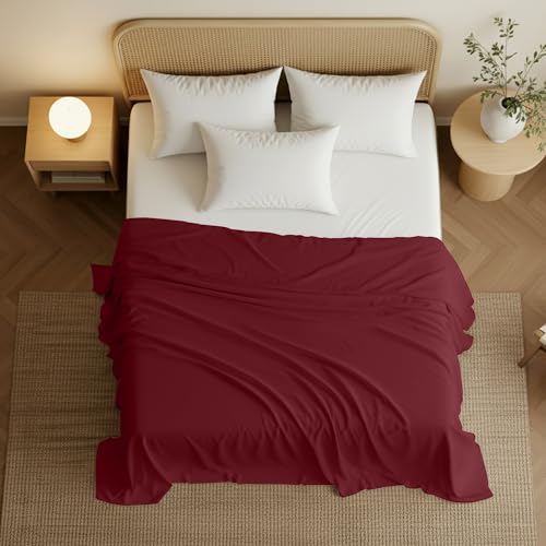 Utopia Bedding Queen Flat Sheet - Ultra Soft Brushed Microfiber, Burgundy