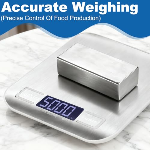 Girwu Digital Kitchen Scale - 11lb Stainless Steel Food Weight Scale (Grey)