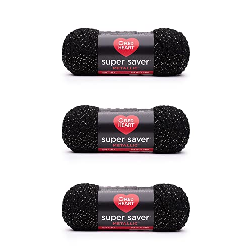 Red Heart Super Saver Metallic Yarn - Black Gold, 3-Pack
