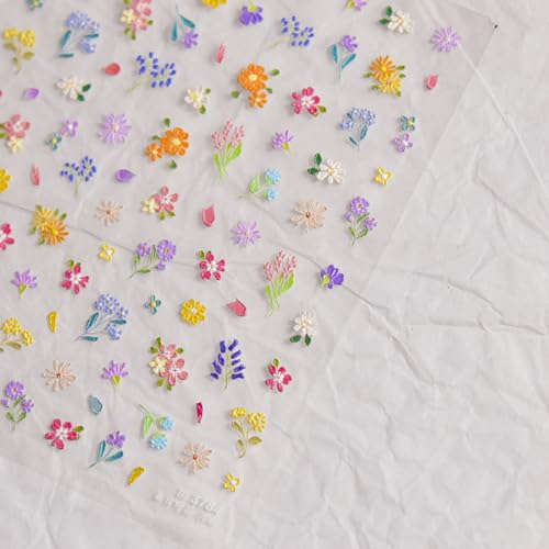 5D Embossed Flower Nail Art Stickers Self-Adhesive Floral Decals