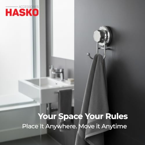 HASKO Stainless Steel Suction Cup Shower Hook - Silver No-Drill Hook