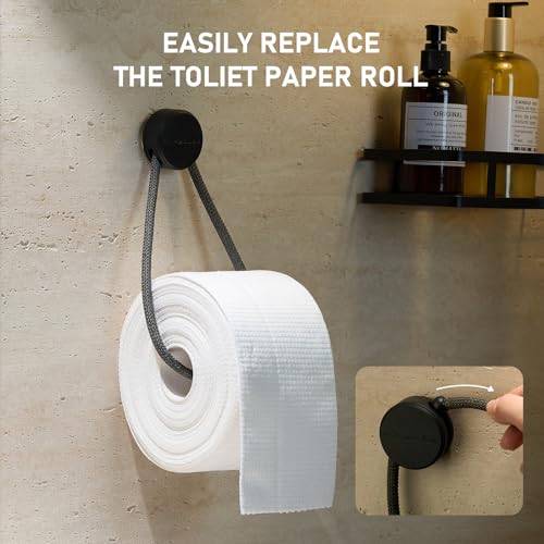 Rope Toilet Paper Holder - Wall-Mounted Matte Black Dispenser