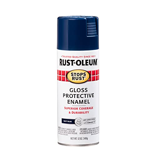 Rust-Oleum Stops Rust Spray Paint, Gloss Navy, 12 oz - Durable Protection