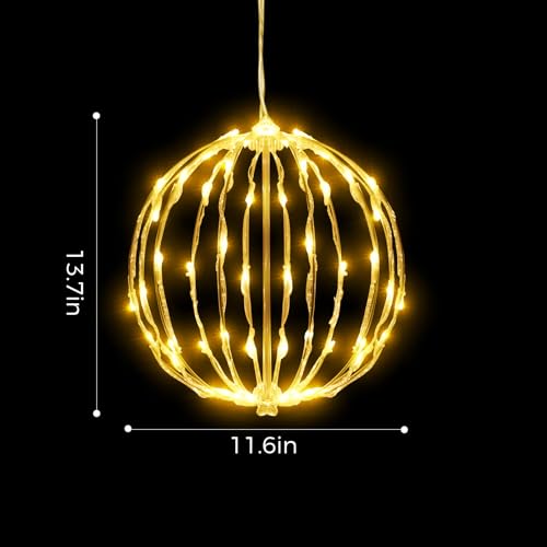 Foldable 12-Inch Christmas Light Balls Set of 3 - Warm White Holiday Decor