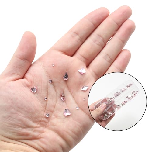 Pine & Linen Pink Nail Art Rhinestones Kit with Tweezer Picker