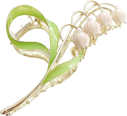 Pink Lily of the Valley Metal Hair Claw Clip for Thick & Thin Hair