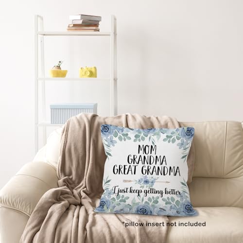 Great Grandma-2 Floral Throw Pillow Cover 18x18 - Family Gift Decor
