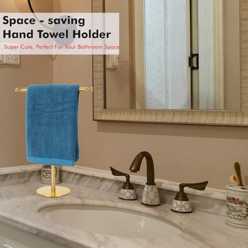 Gold Hand Towel Holder Stand - Free Standing Stainless Steel Rack