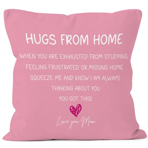 Pink Hugs from Home Throw Pillow Cover 18x18 - Soft Flannelette