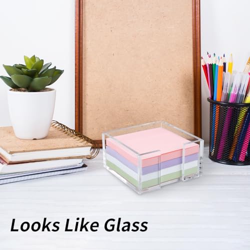 3x3 Acrylic Sticky Note Holder - Clear Desk Organizer for Office