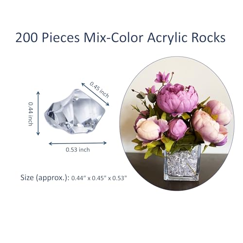 200 Pack Decorative Acrylic Crystal Gems - Mixed Blue Ice Rocks