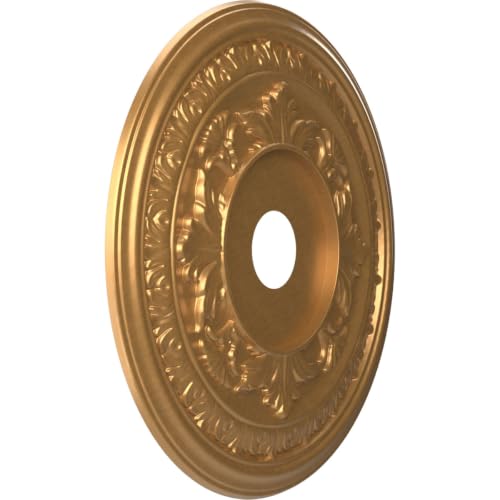 22-Inch Gold Ceiling Medallion - Thermoformed PVC, Interior & Exterior Use