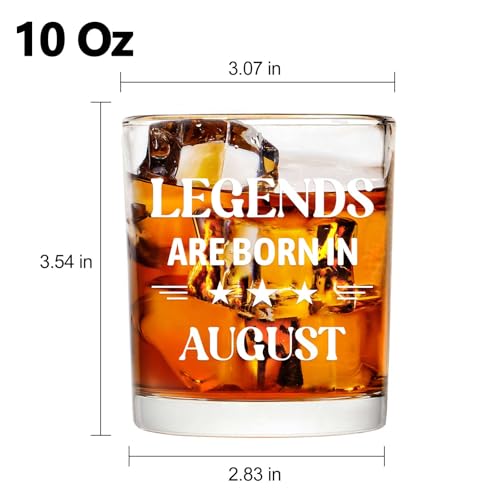 Legends Are Born In August Whiskey Glass - 10 Oz Birthday Gift