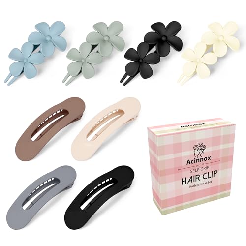 Acinnox 8-Piece Flat Hair Claw Clips Set Matte Hair Accessories