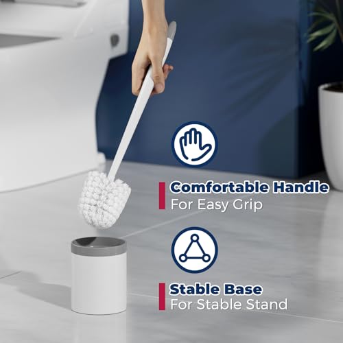 Holaloha Toilet Brush and Holder Set, 3-Pack Compact Bathroom Scrubber