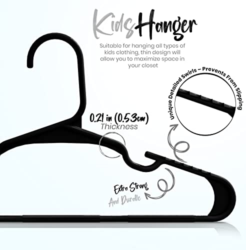 Utopia Home Kids Hangers Pack of 20 - 11.5 Inch Non-Slip Baby Closet Hangers Black