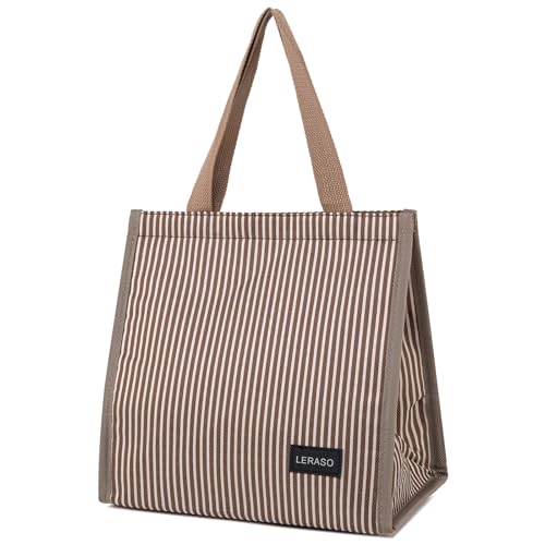 Insulated Lunch Bag for Work - Waterproof Pink & White Tote