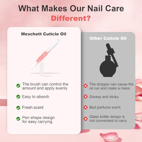 Meschett 3PCS Nail Cuticle Oil Pen Set with Nail File, Moisturizing