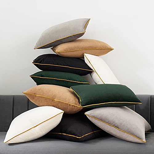 Avigers Black Velvet Lumbar Pillow Cover 12x20 Inch with Hidden Zipper
