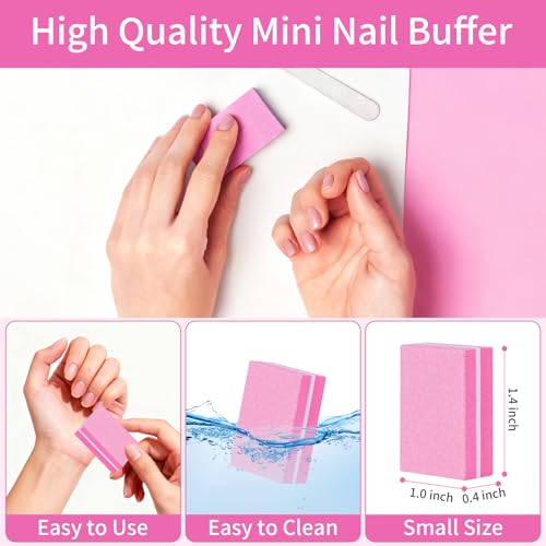 MixPeak 50 Pcs Mini Nail Buffers - 100/180 Grit Sponge Files for Acrylic and Natural Nails