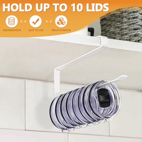 Lucasden Under Cabinet Tumbler Lid Organizer & Storage Hanger - White