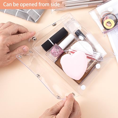HINZIC Transparent Makeup Bag, Large Waterproof PVC Cosmetic Pouch with Snap Closure