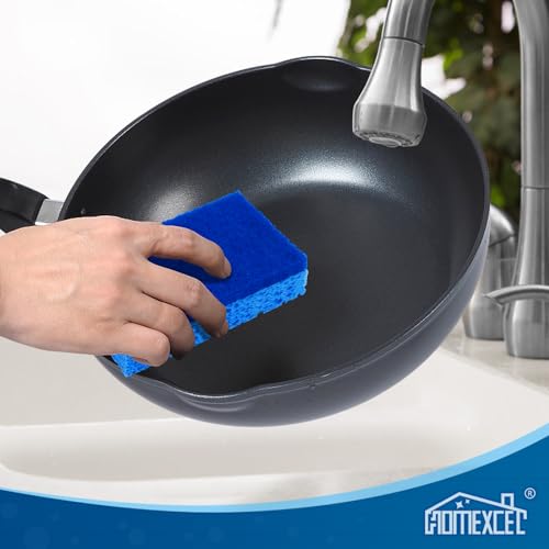 HOMEXCEL Blue Non-Scratch Dish Sponges - 12 Pack for Kitchen Cleaning