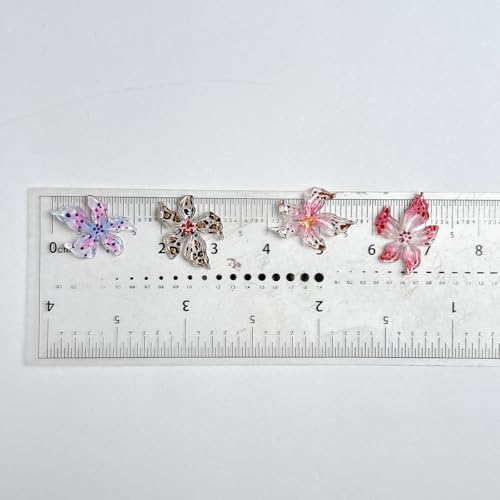 40Pcs 3D Flower Nail Charms Resin Lily Rhinestones for DIY Manicure
