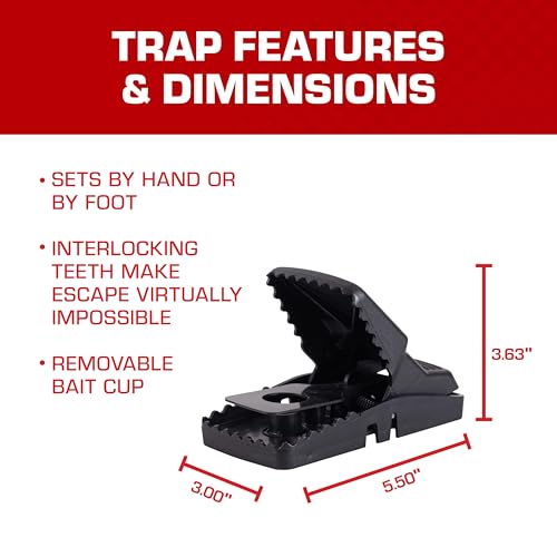 Tomcat Rat Snap Traps - 4 Reusable Traps for Home & Farm Use