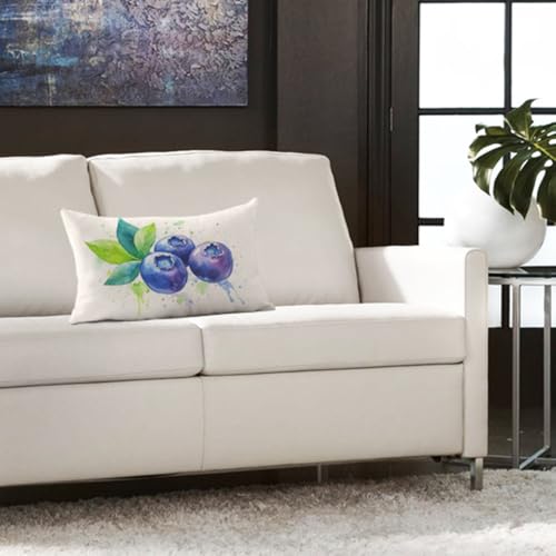 AOYEGO Blueberry Pillow Cover 12x20 Inch Rectangle Cotton Linen