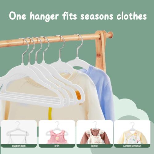 Stormix 16-Pack Baby Velvet Hangers with Shoulder Notches - White, 11 Inch