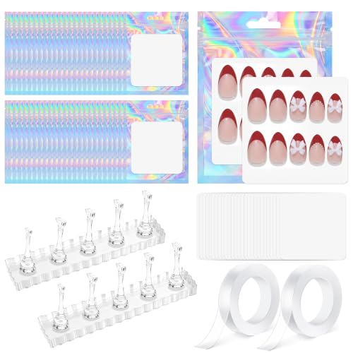 50-Piece Press On Nail Art Set with Magnetic Stands & Packaging
