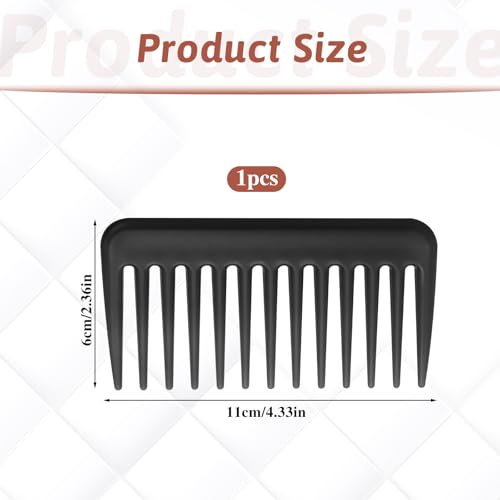 Mozeat Lens Mini Travel Wide Tooth Comb - Black Pocket Hair Comb