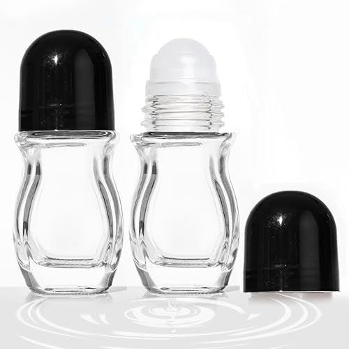 Glass Roll-On Bottles 30ml - 2 Pcs Refillable Rollerball Containers for Essential Oils