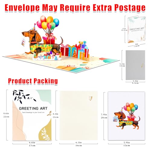 Dachshund Birthday Card Pop Up | Funny Sausage Dog Card for Dog Lovers