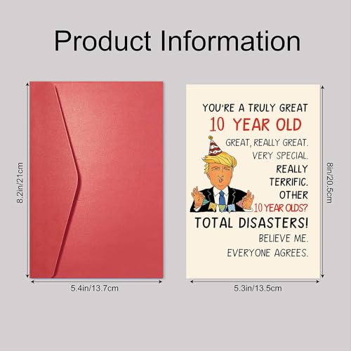 Funny Trump 10th Birthday Card - Humorous 10 Year Old Gift for Kids