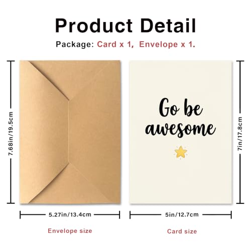 Go Be Awesome Inspirational Greeting Card - Minimalist 5x7 Note (FW-HK-KC88)